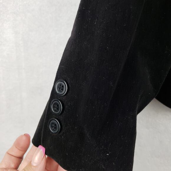 Valerie Stevens 8 Black Velvet Single Button Blazer Office Professional Career - Picture 3 of 12